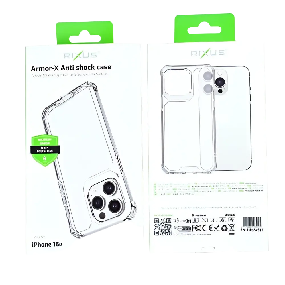 Rixus Armor-X Anti Shock Case – iPhone 16e / 17e Transparant - Back cover / hybride