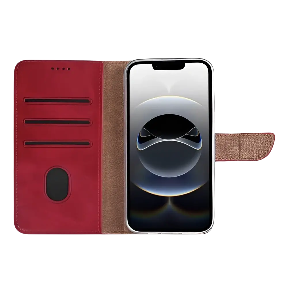 Rixus Bookcase – iPhone 16e / 17e Donkerrood - Book case / wallet
