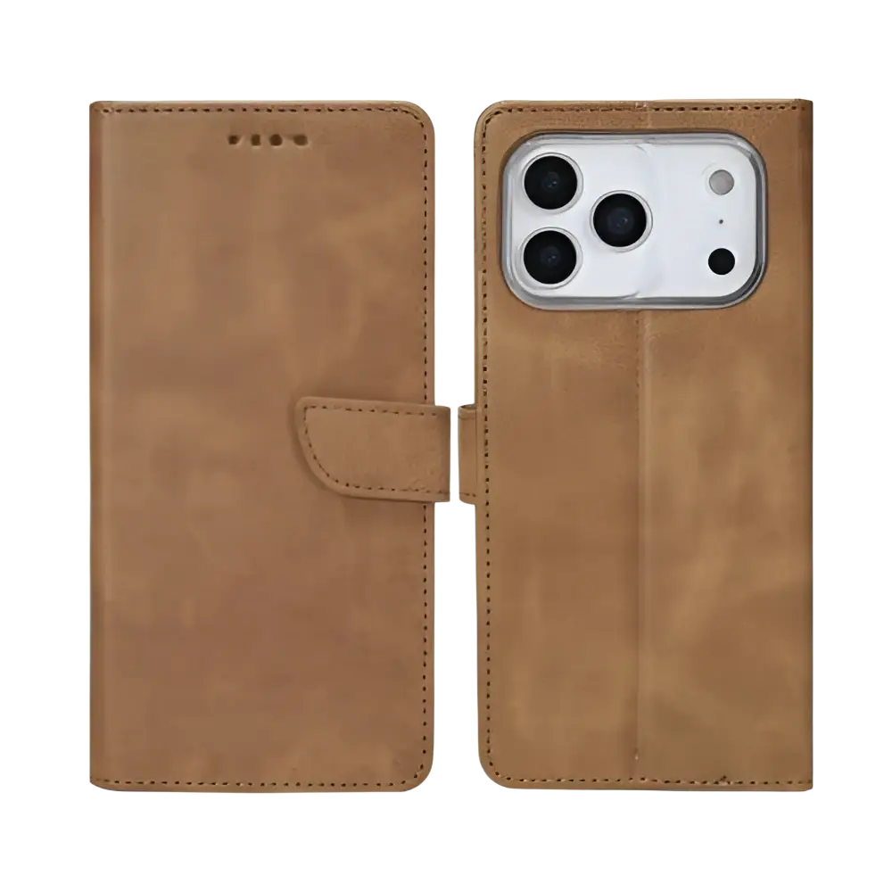 Rixus Bookcase – iPhone 17 Pro Lichtbruin - Book case