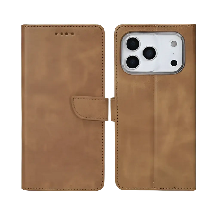 Rixus Bookcase – iPhone 17 Pro Lichtbruin - Book case