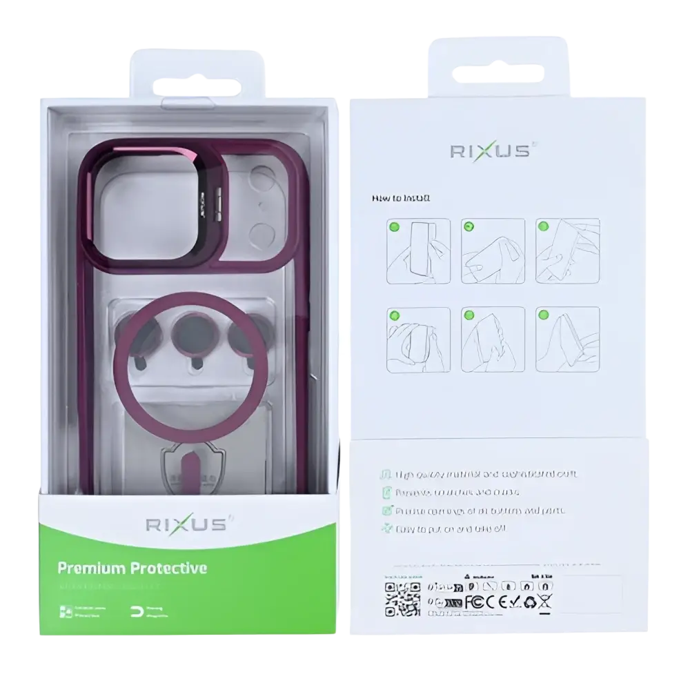 Rixus Classic 03 Case met MagSafe – iPhone 17 Pro Donkerroze - Back cover