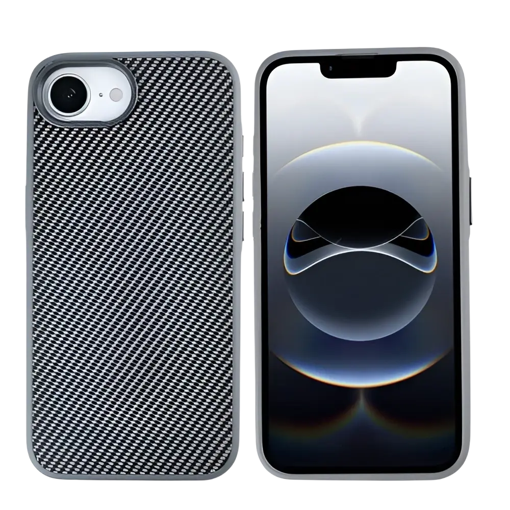 Rixus Mag Carbon met MagSafe – iPhone 16e / 17e Titanium Grijs - Back cover