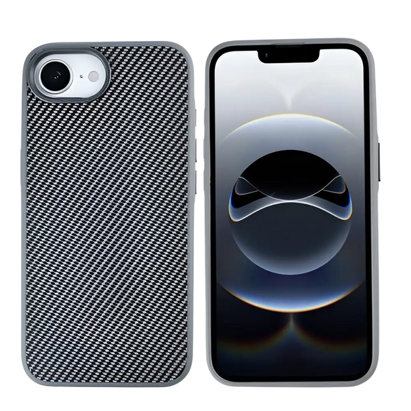 Rixus Mag Carbon met MagSafe – iPhone 16e / 17e Titanium Grijs - Back cover