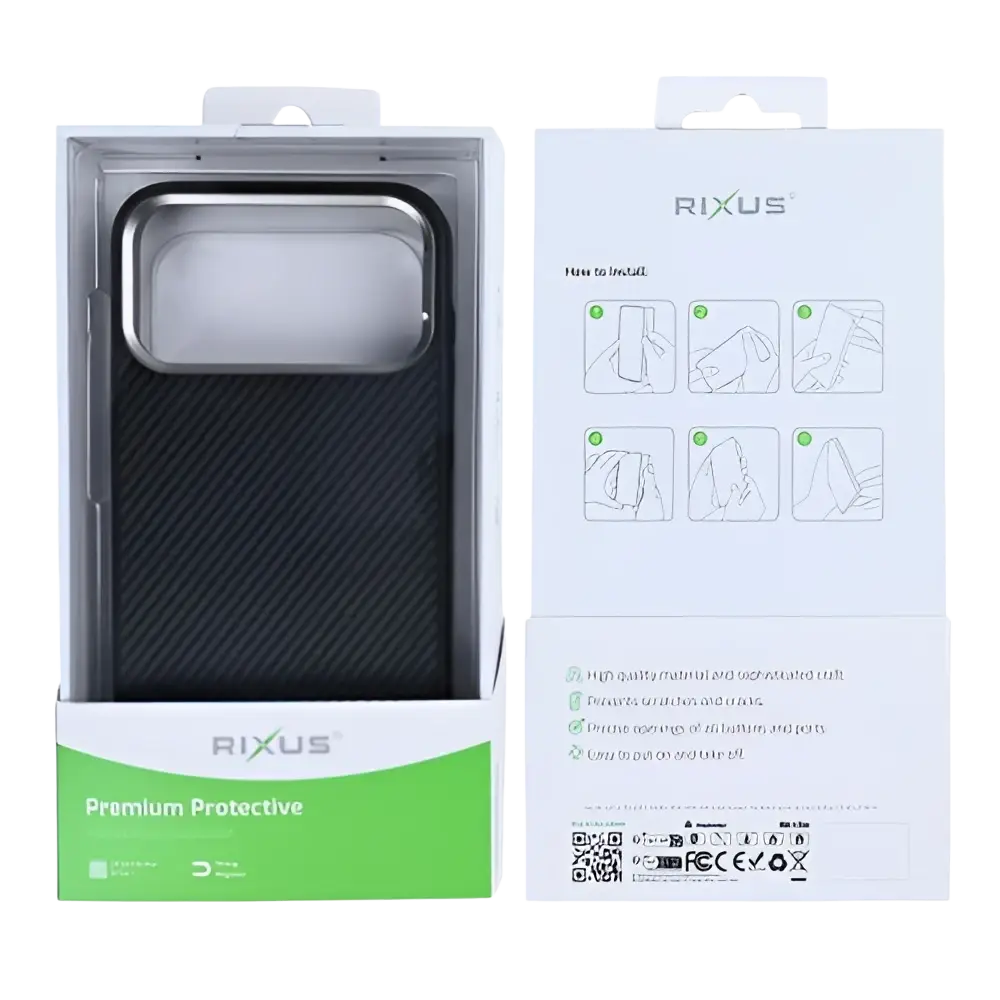 Rixus Mag Carbon met MagSafe – iPhone 17 Pro Titanium Zwart - Back cover
