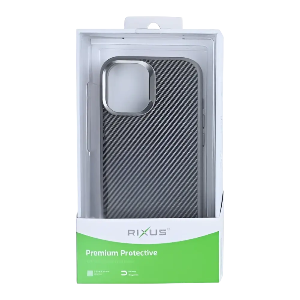 Rixus Mag Carbon met MagSafe – iPhone 17 Titanium Grijs - Back cover