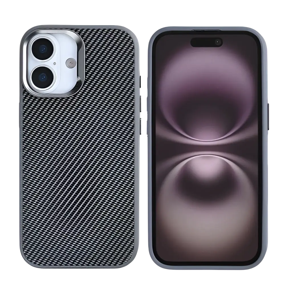 Rixus Mag Carbon met MagSafe – iPhone 17 Titanium Grijs - Back cover