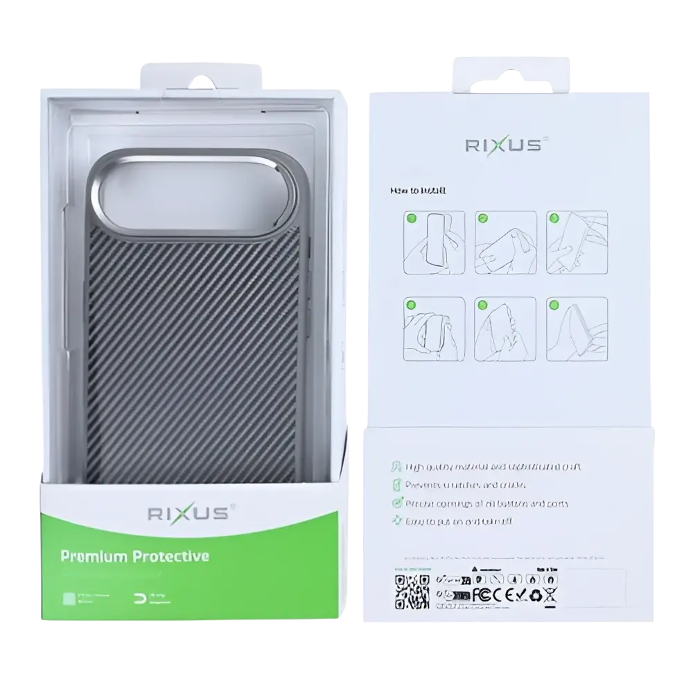 Rixus Mag Carbon met MagSafe – iPhone Air Titanium Grijs - Back cover