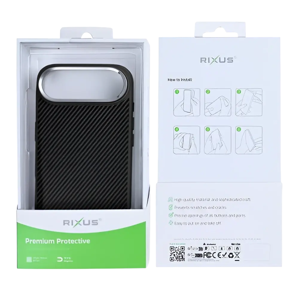 Rixus Mag Carbon met MagSafe – iPhone Air Titanium Zwart - Back cover