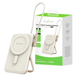 Rixus Magnetische Powerbank 10.000 mAh met ingebouwde USB-C-kabel – Rosé Goud RXPB29