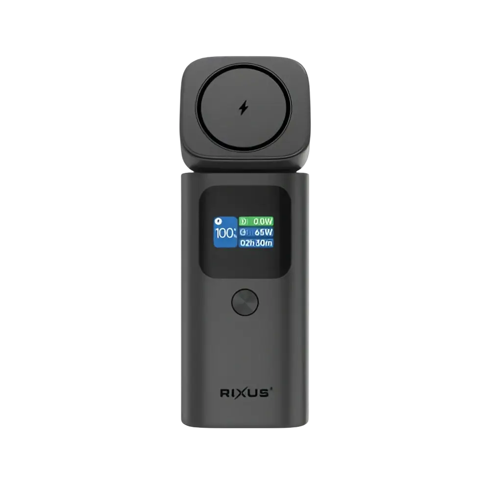 Rixus Magnetische Powerbank 15.000 mAh 100W met TFT-scherm – Donkergrijs RXPB15