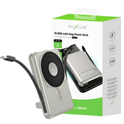 Rixus MagSafe Powerbank 10.000 mAh met ingebouwde kabel – Zilver RXPB76A