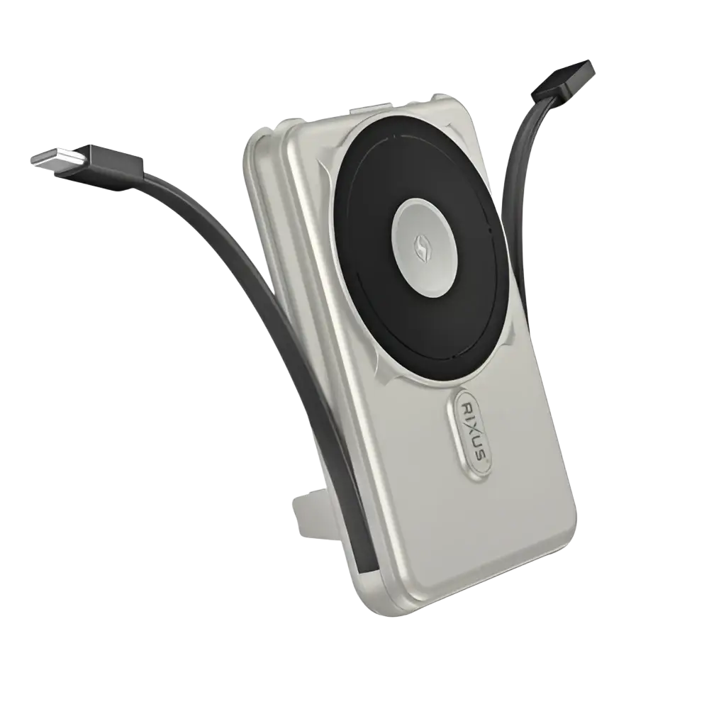 Rixus MagSafe Powerbank 10.000 mAh met ingebouwde kabel – Zilver RXPB76A