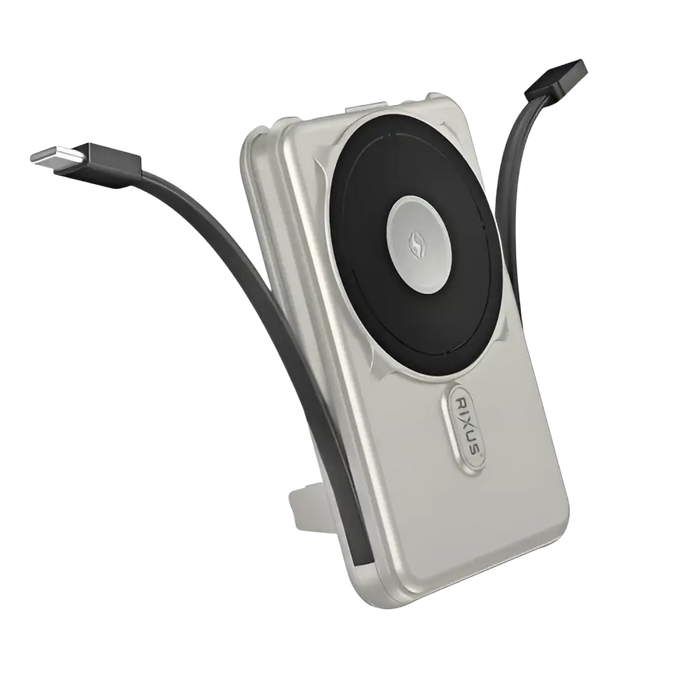 Rixus MagSafe Powerbank 10.000 mAh met ingebouwde kabel – Zilver – RXPB76A