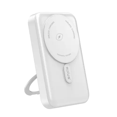 Rixus MagSafe Powerbank 10.000 mAh met uitklapbare standaard – Wit – RXPB71A