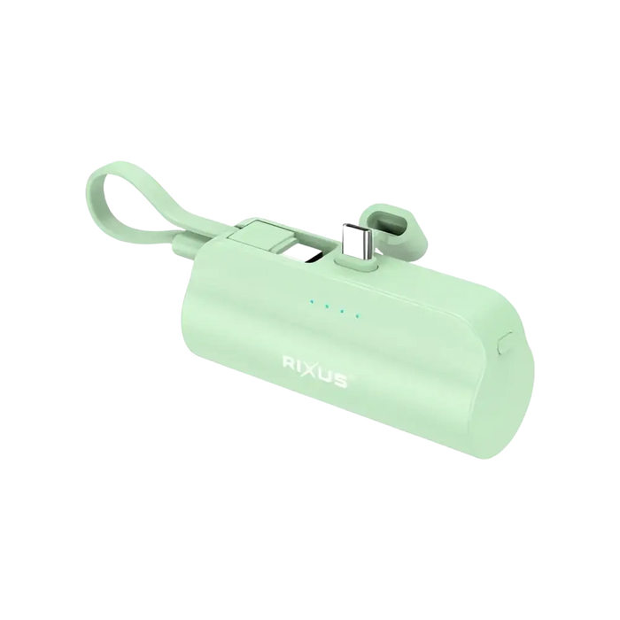 Rixus Mini Click-On Powerbank 5.000 mAh USB-C – Groen – RXPB98G