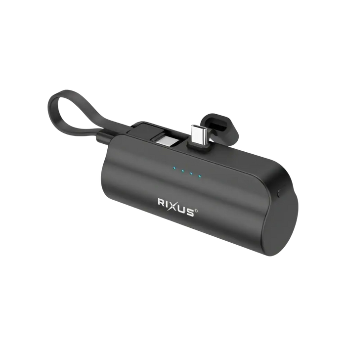 Rixus Mini Click-On Powerbank 5.000 mAh USB-C – Zwart – RXPB98B