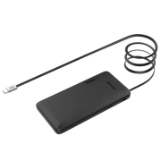 Rixus Powerbank 10.000 mAh 22,5W met ingebouwde USB-C-kabel 70 cm – Zwart RXPB08