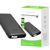 Rixus Powerbank 10.000 mAh 22,5W met ingebouwde USB-C-kabel 70 cm – Zwart RXPB08