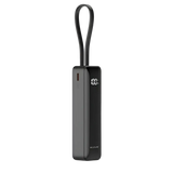 Rixus Powerbank 5.000 mAh met display en ingebouwde USB-C-kabel – Zwart RXPB03B