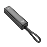 Rixus Powerbank 5.000 mAh met display en ingebouwde USB-C-kabel – Zwart RXPB03B