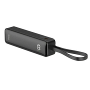 Rixus Powerbank 5.000 mAh met display en ingebouwde USB-C-kabel – Zwart RXPB03B