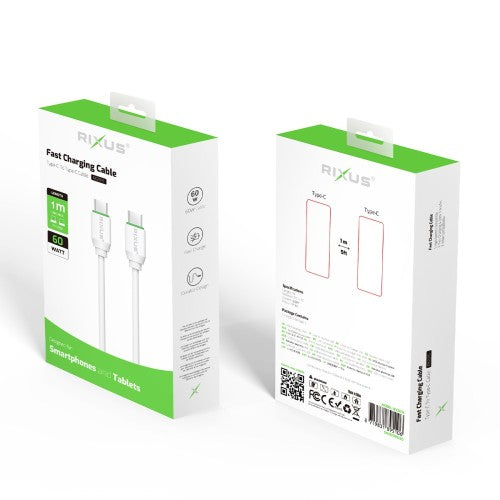 Rixus RX2015 1 meter USB-C kabel verpakking voor- en achterzijde