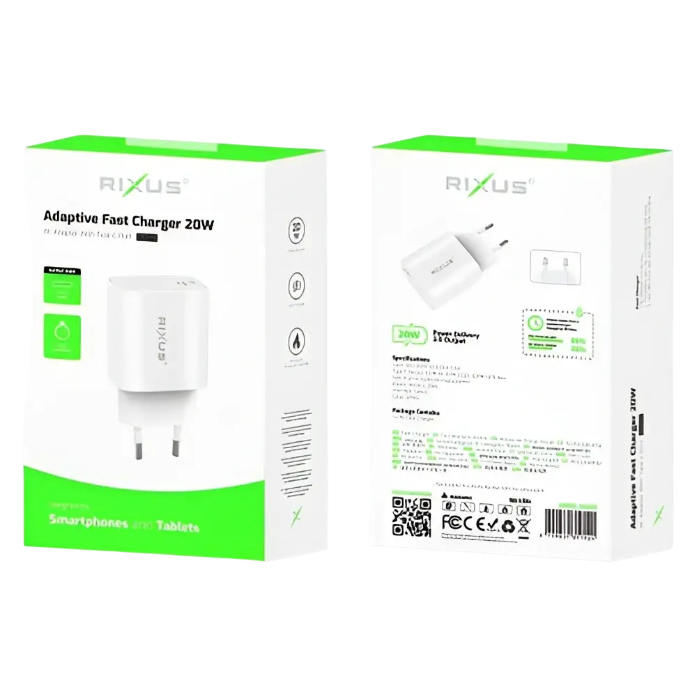 Rixus RX209 Adaptive Fast Charger – USB-C 20W Wit - Oplader