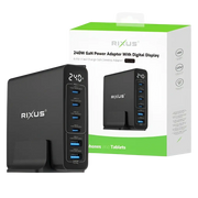 Rixus RX240 GaN Power Adapter met Digitaal Display – 240W Zwart - Oplader