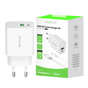 Rixus RX90L Adapter met USB-C naar Lightning Kabel 1m – 20W Wit - Bundel Oplader