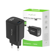 Rixus RXHC13 USB-C Power Adapter met Digitaal Display – 45W Zwart - Oplader