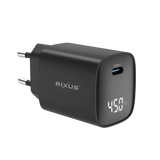 Rixus RXHC13 USB-C Power Adapter met Digitaal Display – 45W Zwart - Oplader