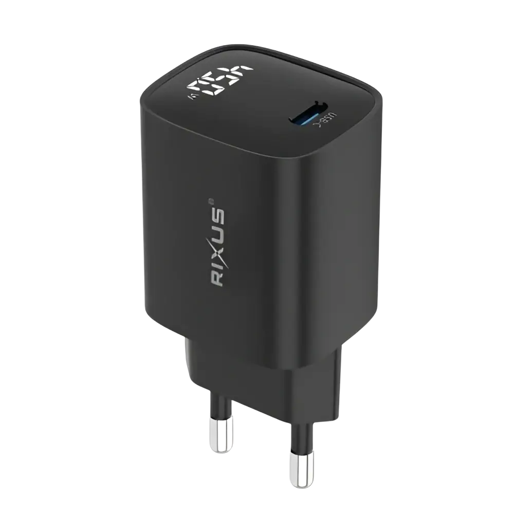 Rixus RXHC13 USB-C Power Adapter met Digitaal Display – 45W Zwart - Oplader