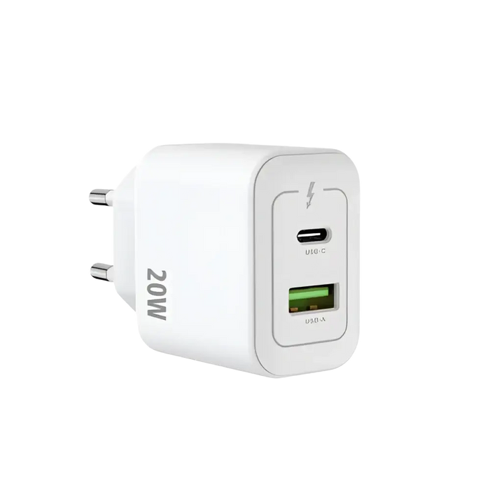 Rixus RXHC20 USB-C & USB-A Power Adapter – 20W – Wit