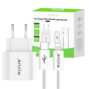 Rixus RXHC20L Fast Charger met USB-C naar Lightning Kabel 1.8m – 20W Wit - Bundel Oplader