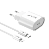 Rixus RXHC20L Fast Charger met USB-C naar Lightning Kabel 1.8m – 20W Wit - Bundel Oplader