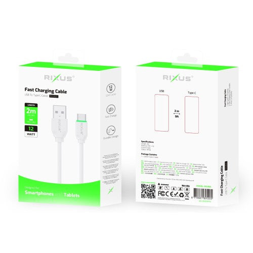 Rixus RXU82C USB-A naar USB-C kabel verpakking voor- en achterzijde