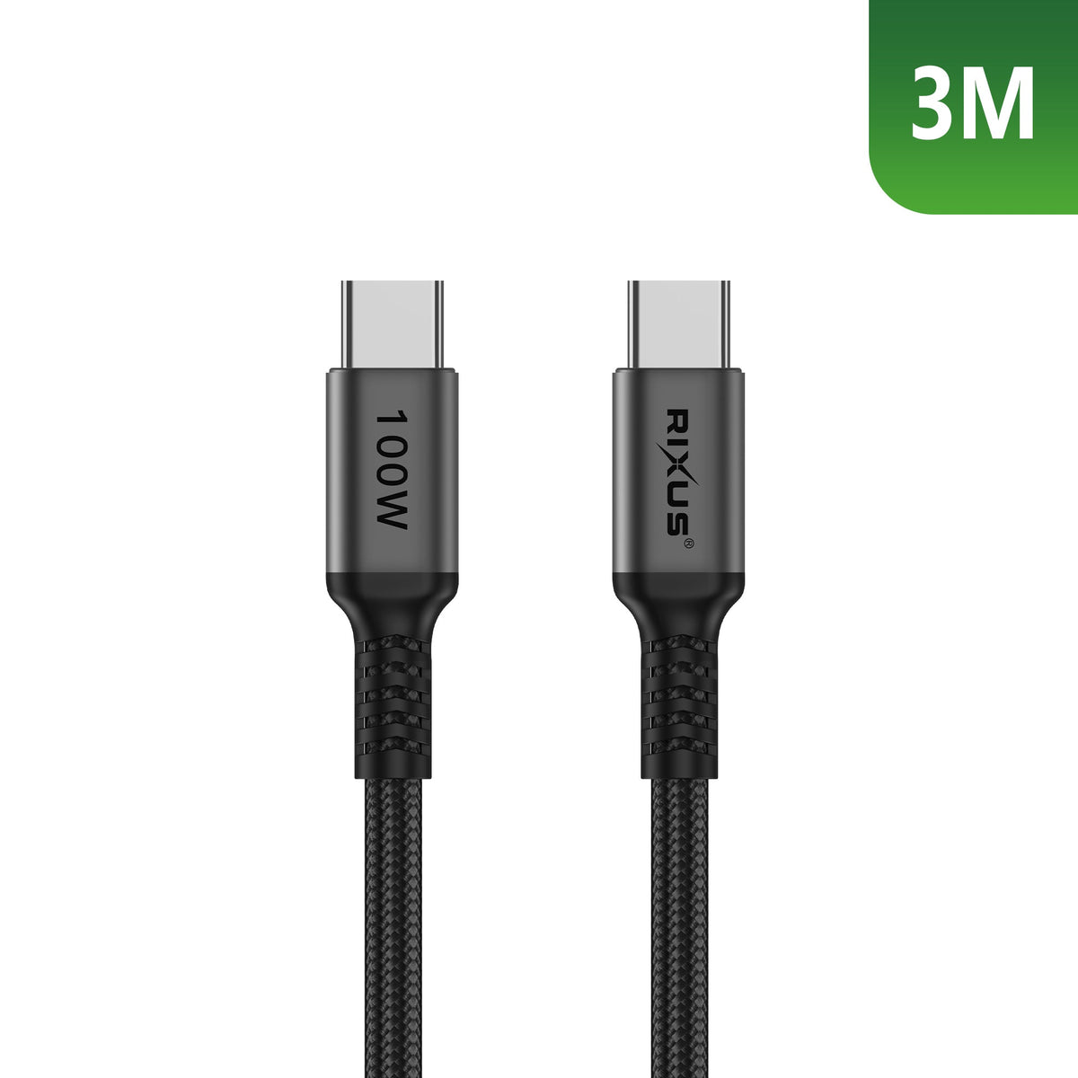 Rixus RXUC06 USB-C 2.0 naar USB-C kabel 3 meter 100W