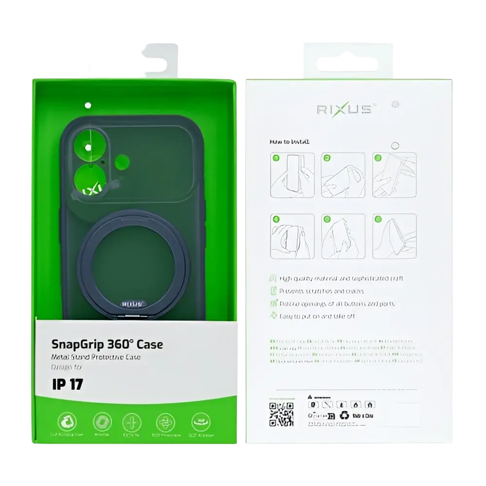 Rixus SnapGrip 360 Case – iPhone 17 Blauw - Back cover