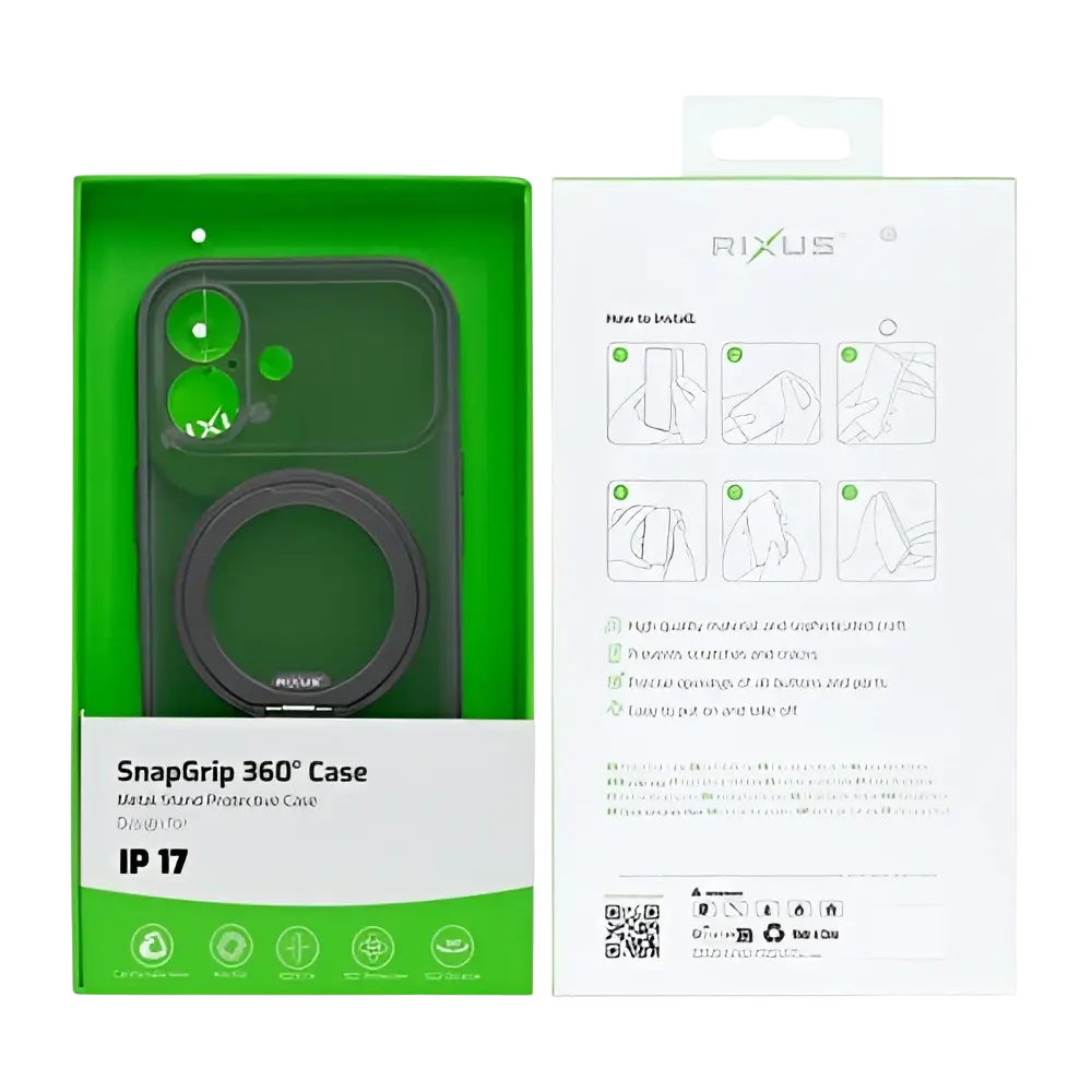 Rixus SnapGrip 360 Case – iPhone 17 Zwart - Back cover