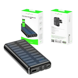 Rixus Solar Powerbank 20.000 mAh met ingebouwde kabels – Zwart RXPB47