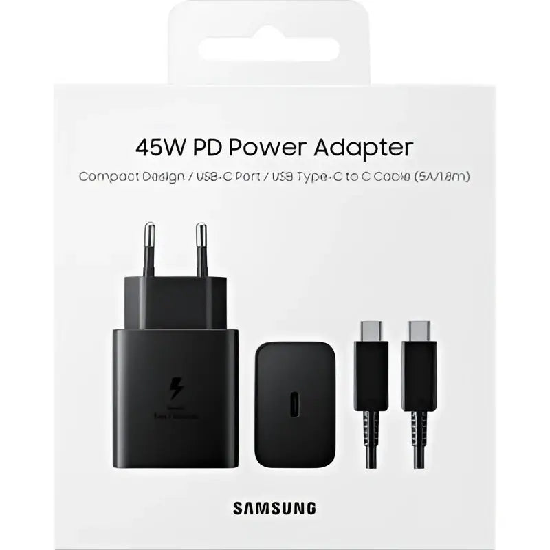 Samsung 45W PD Power Adapter USB-C + Kabel – Zwart - Bundel Oplader