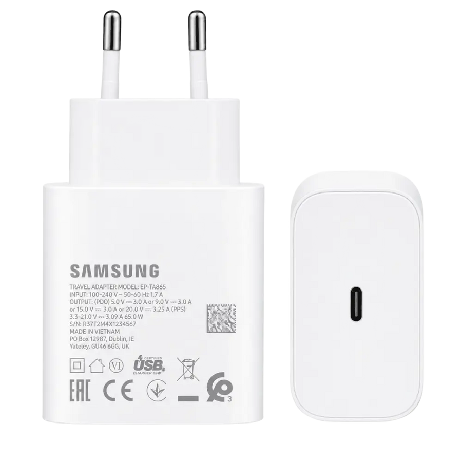 Samsung 65W USB-C snellader bulk met USB-C uitgang en maximale laadvermogen van 65W.