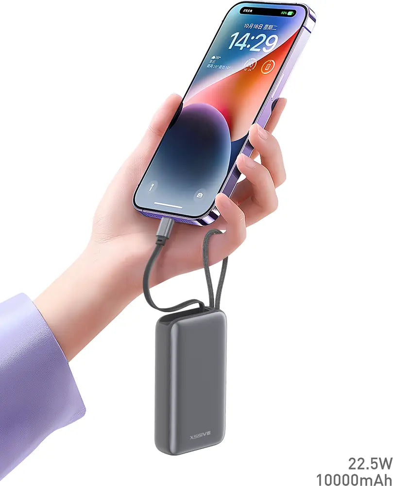 Xssive Powerbank Fast Charge mit ausziehbarem Kabel 10000mAh XSS-PB52