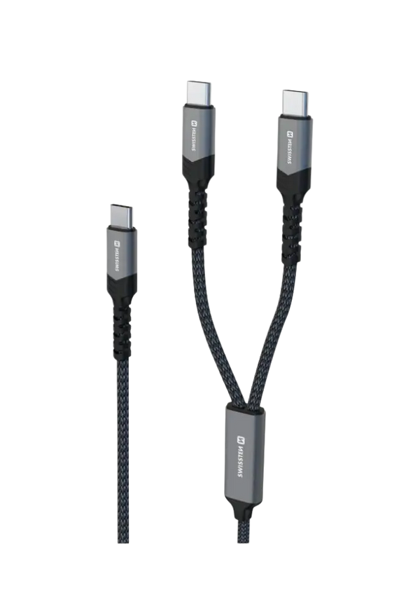 Swissten 2-in-1 USB-C Kabel – 100W Laadsnelheid in Stijl