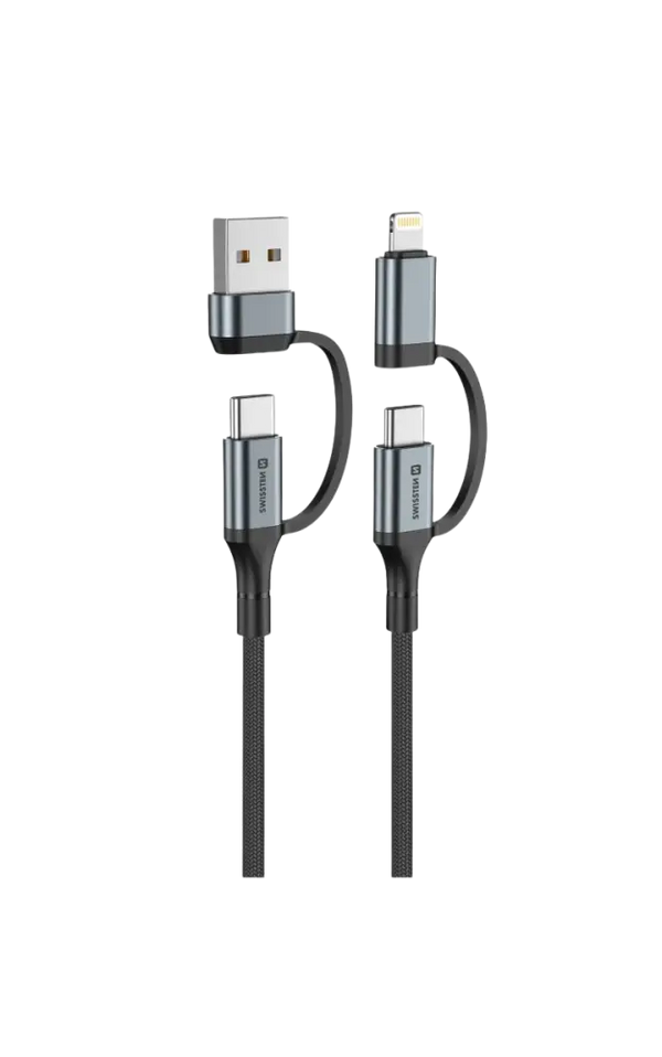 Swissten 4-in-1 USB-C Kabel – De Ideale Oplossing voor Al uw Laadbehoeften