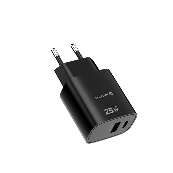 Swissten Edge USB-C en USB-A Oplader – Snelladen in Stijl met 25W GaN Technologie