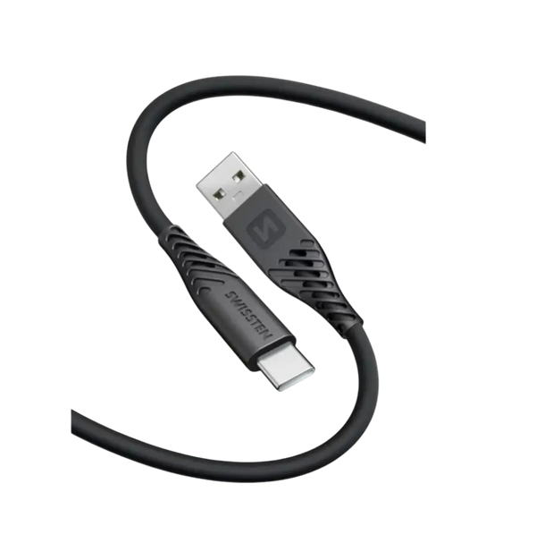 Swissten Lightning naar USB-A kabel – Compacte 0,4 Meter Oplader in Zwart