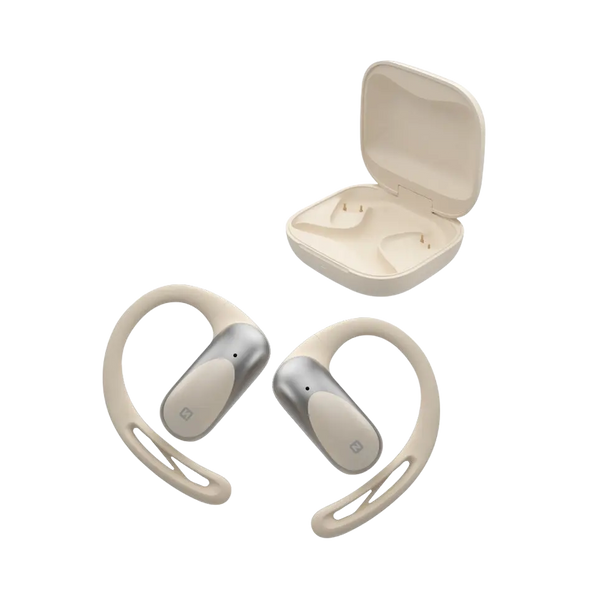 Swissten RUN Open Ear Koptelefoon - Draadloos en Stijlvol in Beige