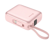 Swissten Space Powerbank Roze - Stijlvolle 10.000 mAh met Ingebouwde USB-C & Lightning Kabels