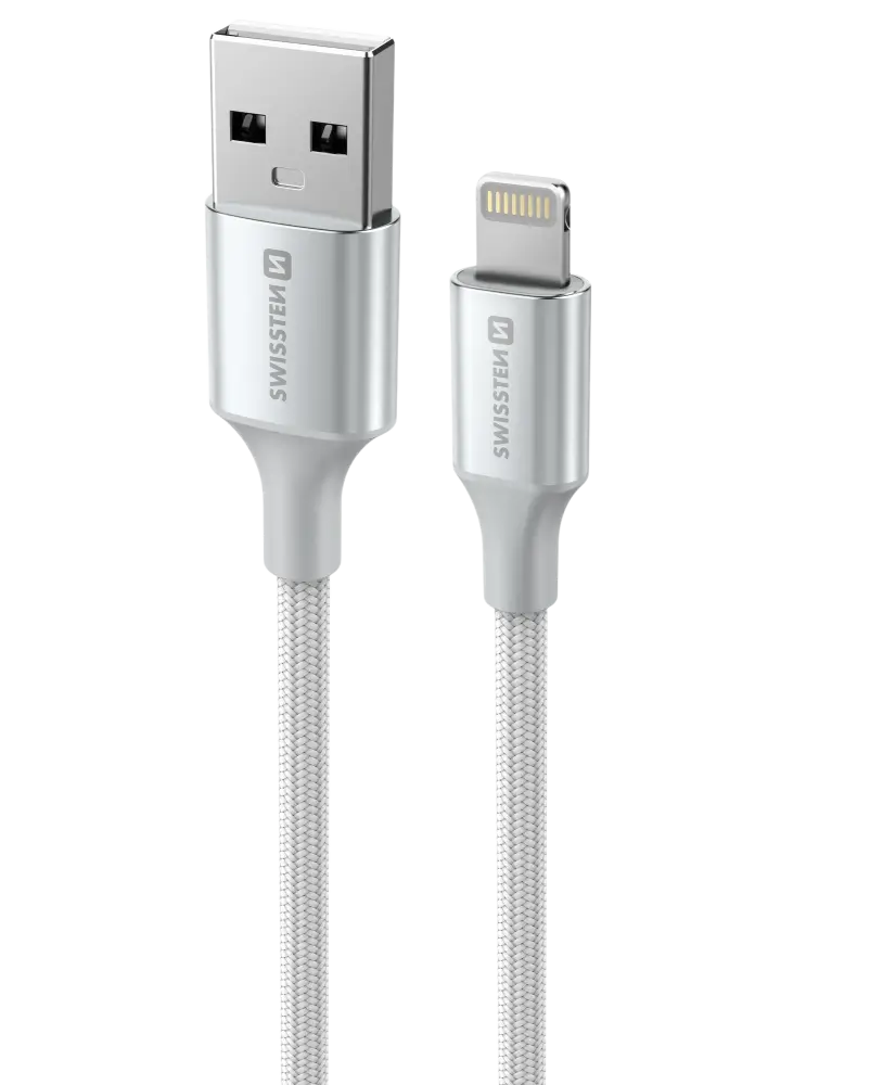 Swissten Textile II Lightning Kabel – 1,5 Meter Wit